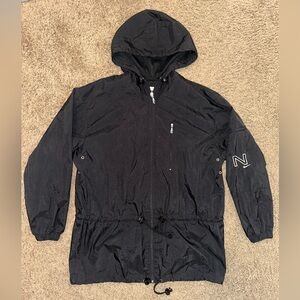 Nike Windbreaker White Tag Black Full Zip Hooded Nylon Jacket Vintage Medium